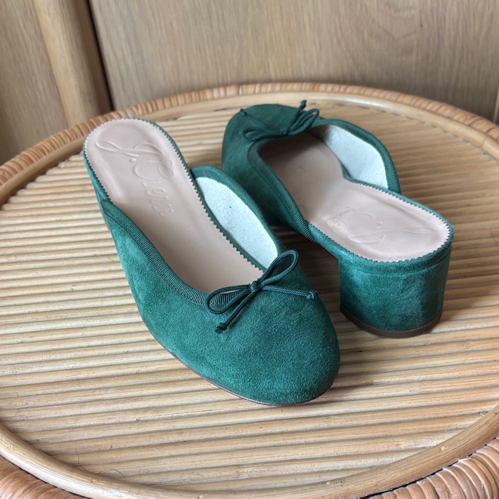 Used Like New J. Crew Green Suede Women's Slip-On Shoes